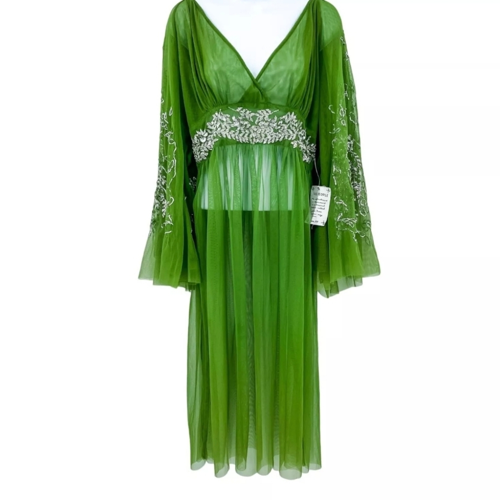 Free People Vintage Dreams Tulle Embellished Maxi Top Dress